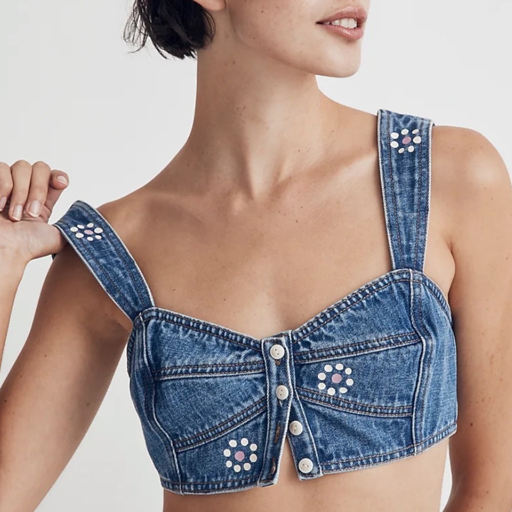 Denim Sweetheart Bralette in Stamped Floral / 8 /